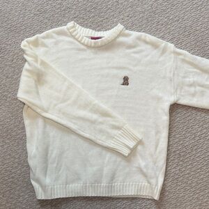 Edikted Cream Crewneck Sweater with Embroidered Puppy